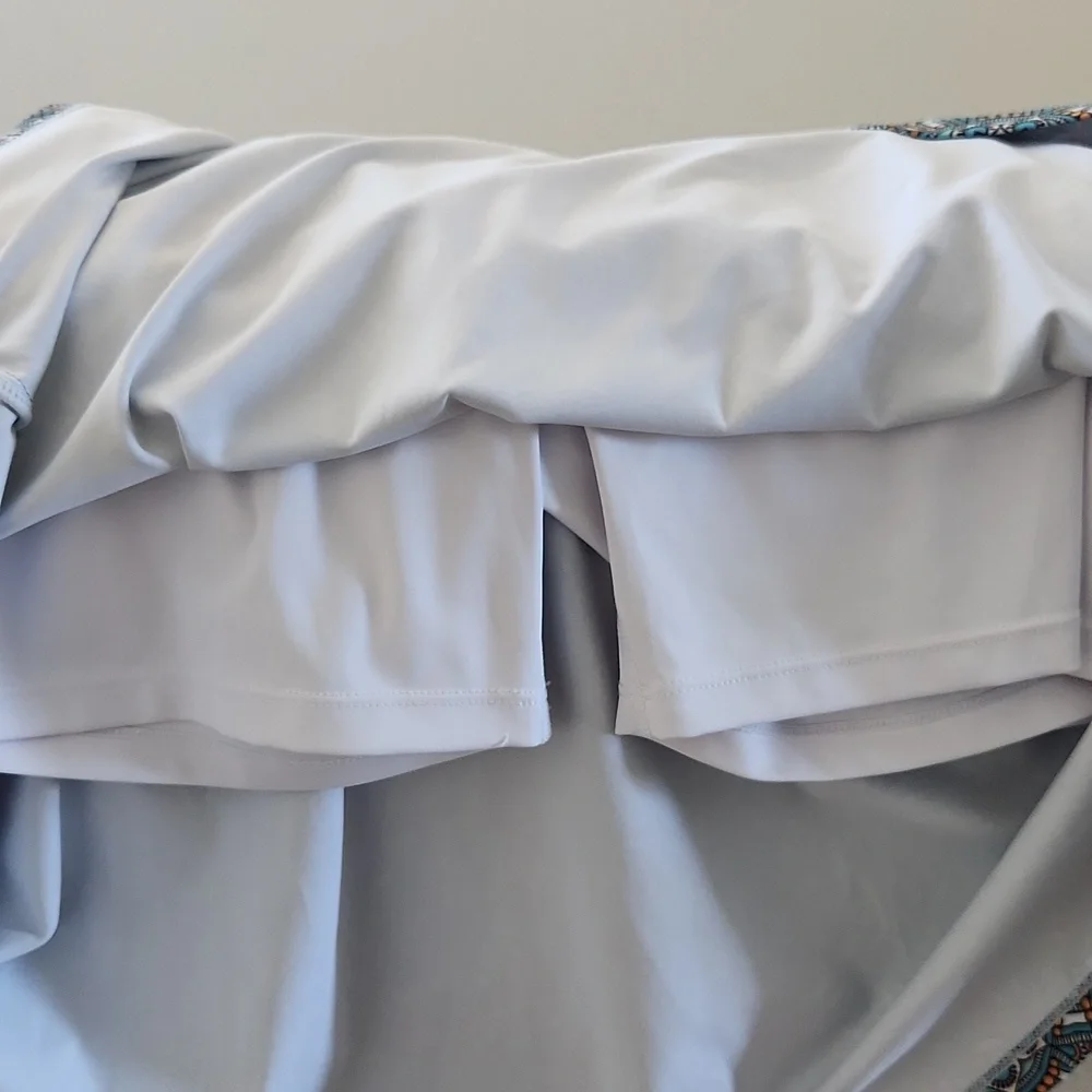 Beroy Blue and Brown A-Line Swim Skirt